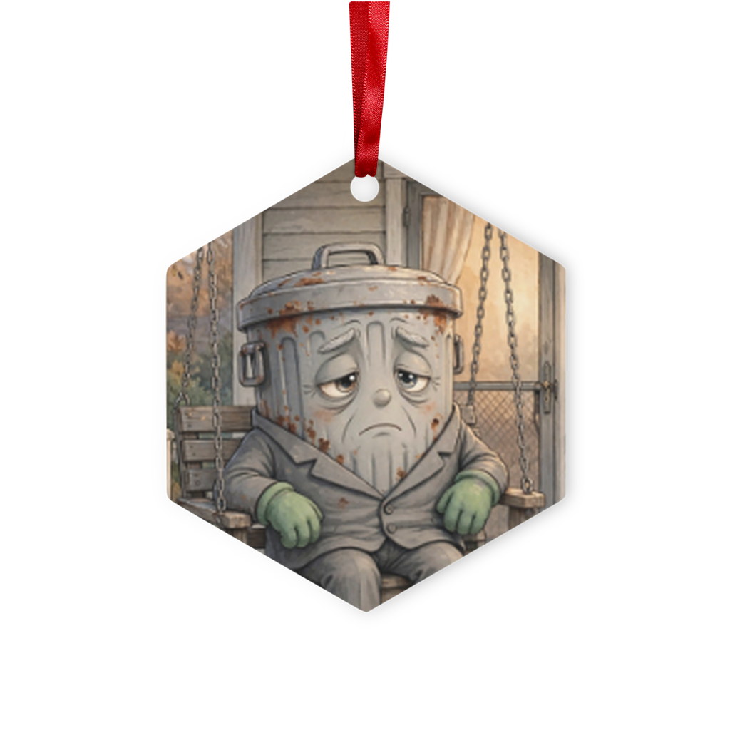 Trash Can Row – Metal Hanging Ornament