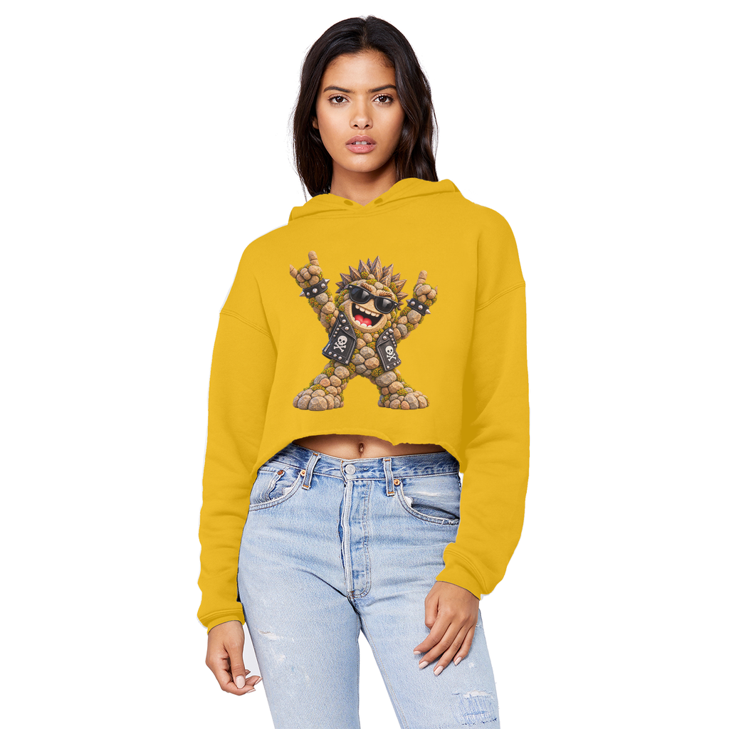 Falling Rocks COllection Cropped Raw Edge Boyfriend Hoodie