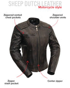 Trickster Womens Motorcycle Leather Jacket