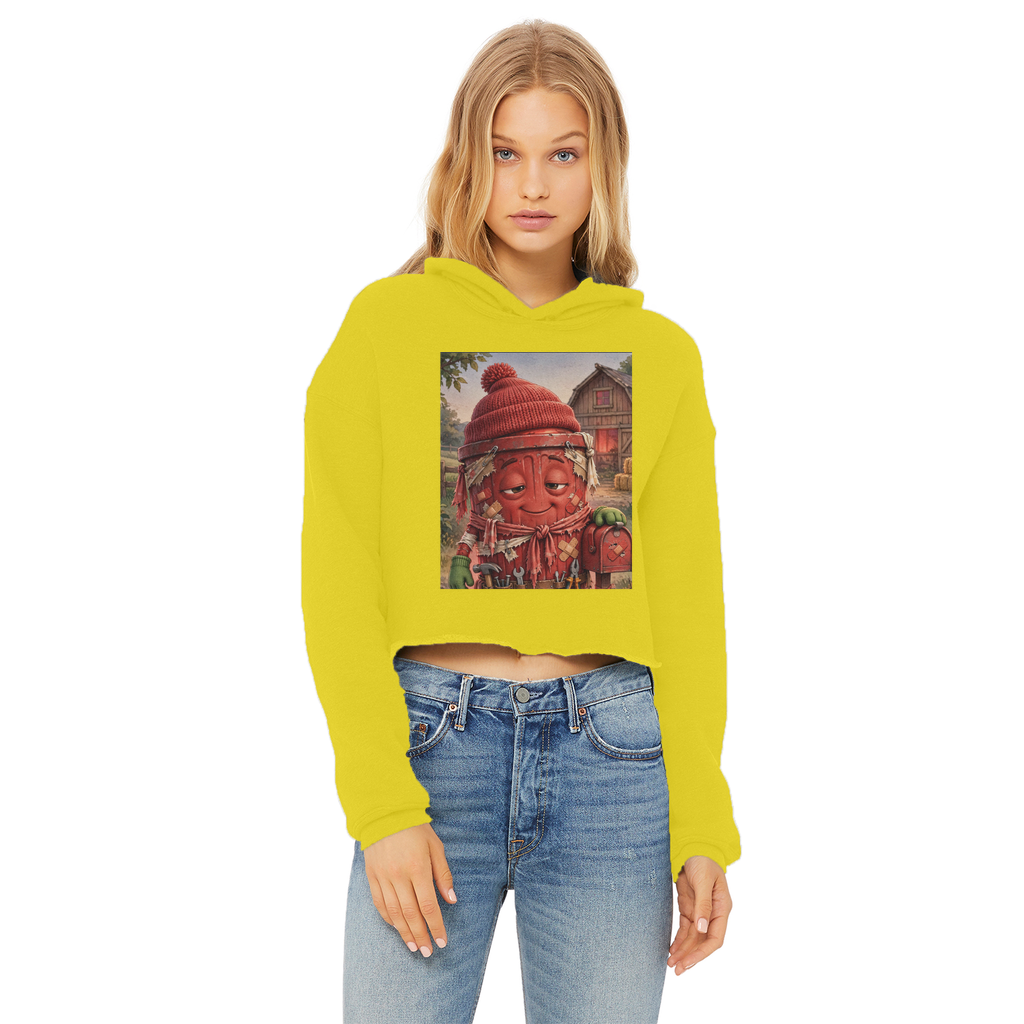 Trash Can Row – Ladies Cropped Raw Edge Hoodie