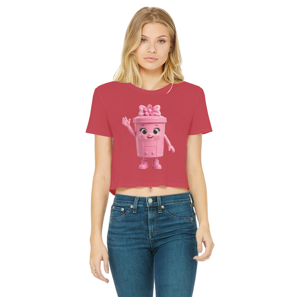 Trash Can Row – Classic Women's Cropped Raw Edge T-Shirt