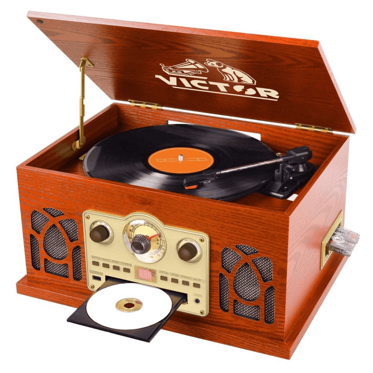 Victor Belmont 8-in-1 Wood Music Center Mahogany - Refurbished
