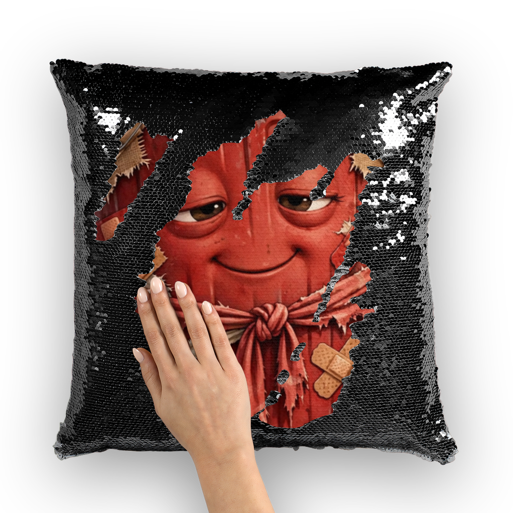 Trash Can Row Sequin Cushion Cover