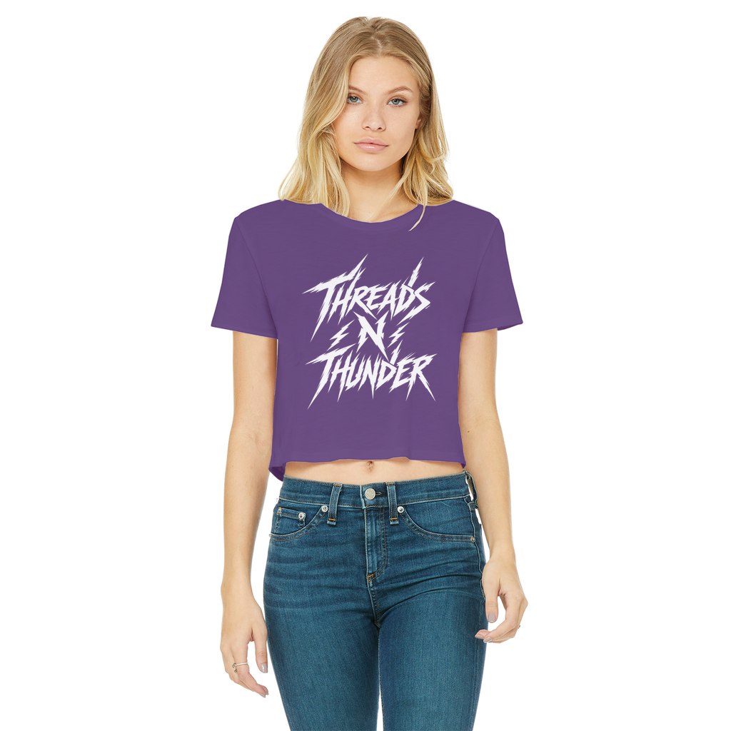 Falling Rocks COllection Classic Women's Cropped Raw Edge T-Shirt