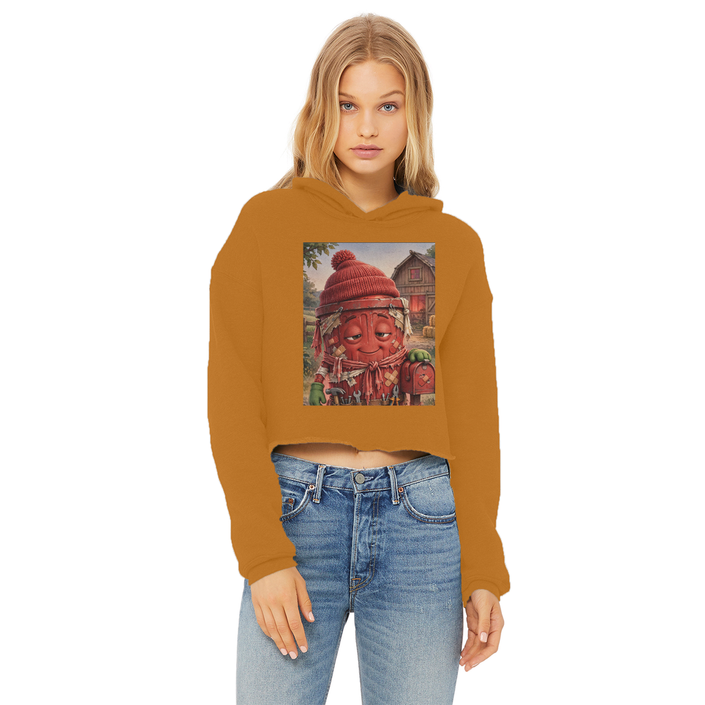 Trash Can Row – Ladies Cropped Raw Edge Hoodie