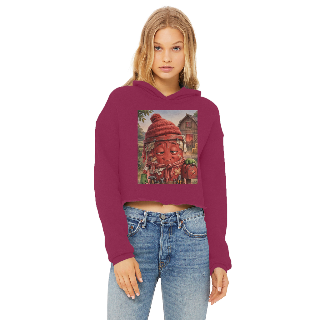 Trash Can Row – Ladies Cropped Raw Edge Hoodie