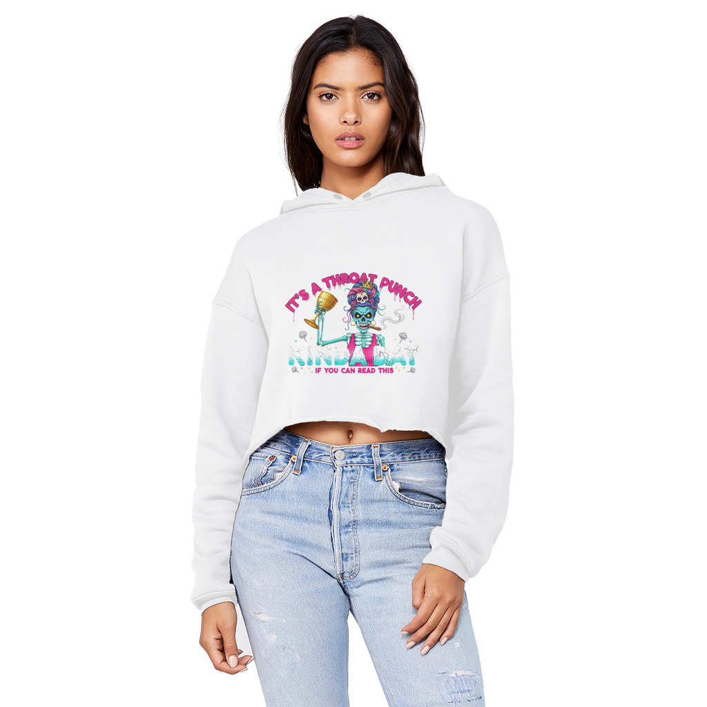 AOP Cropped Raw Edge Boyfriend Hoodie
