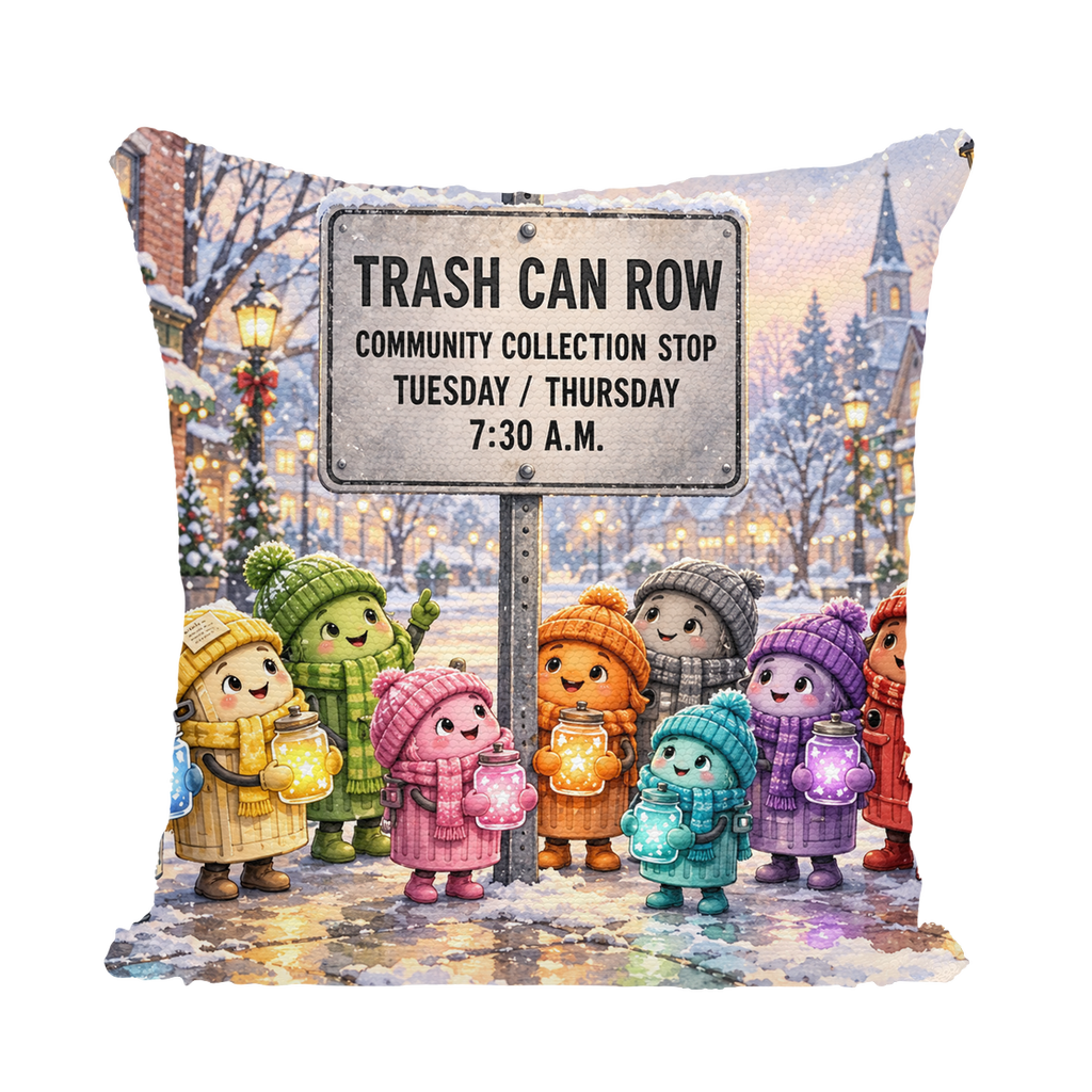 Trash Can Row Sequin Cushion Cover