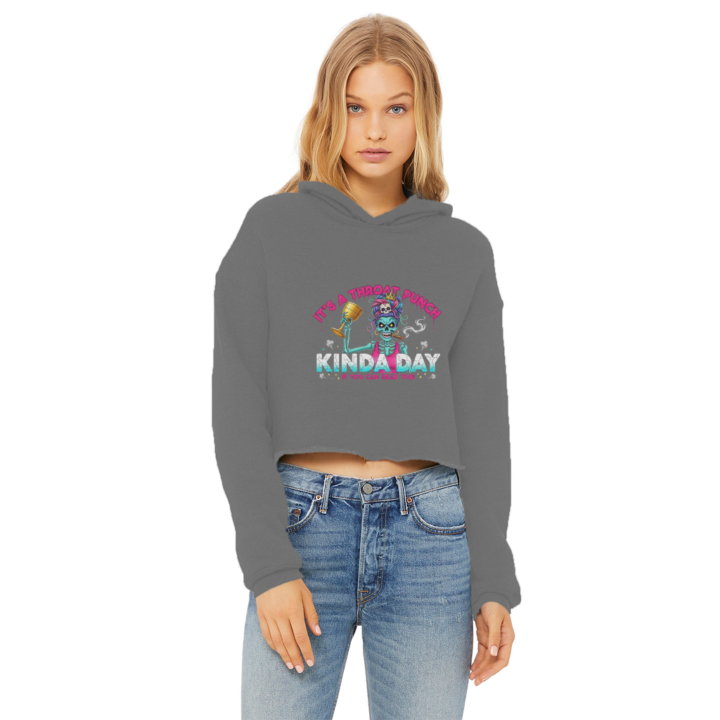 AOP Ladies Cropped Raw Edge Hoodie