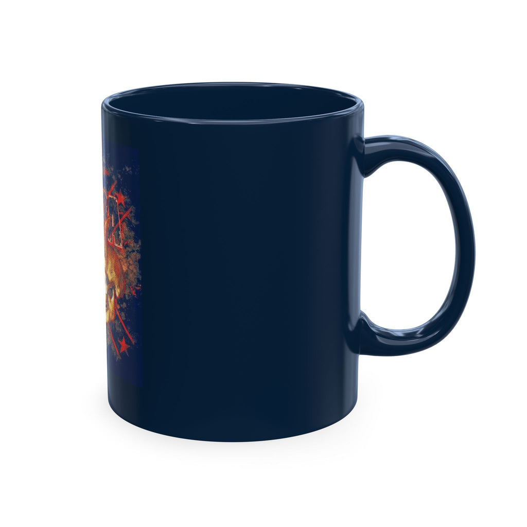 Skull Clash Ceramic Mug — Vintage Rock Tattoo Coffee Cup