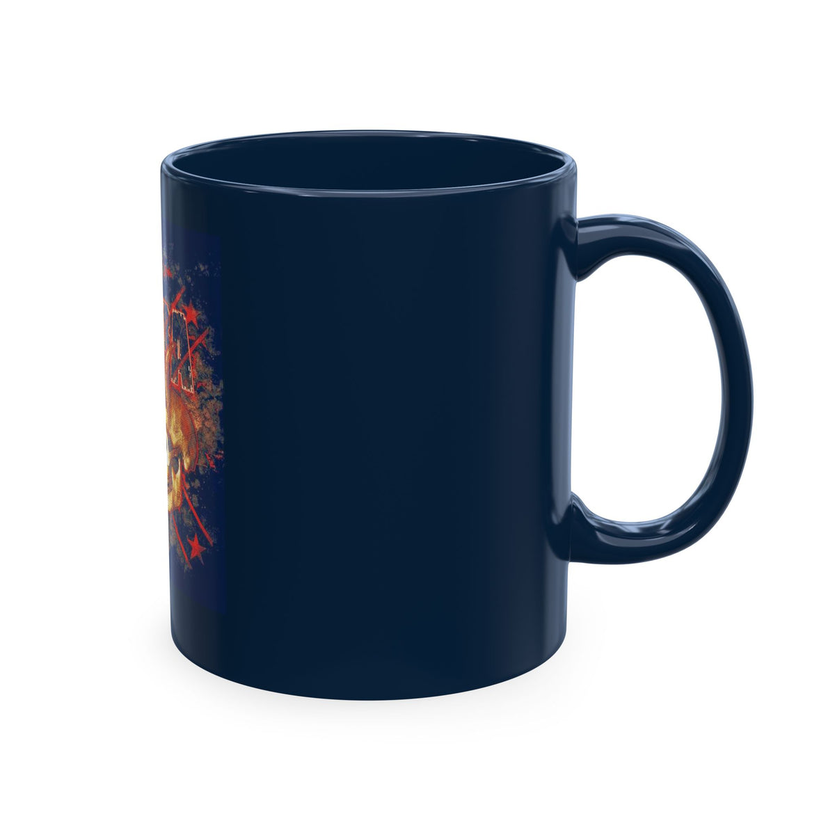 Skull Clash Ceramic Mug — Vintage Rock Tattoo Coffee Cup