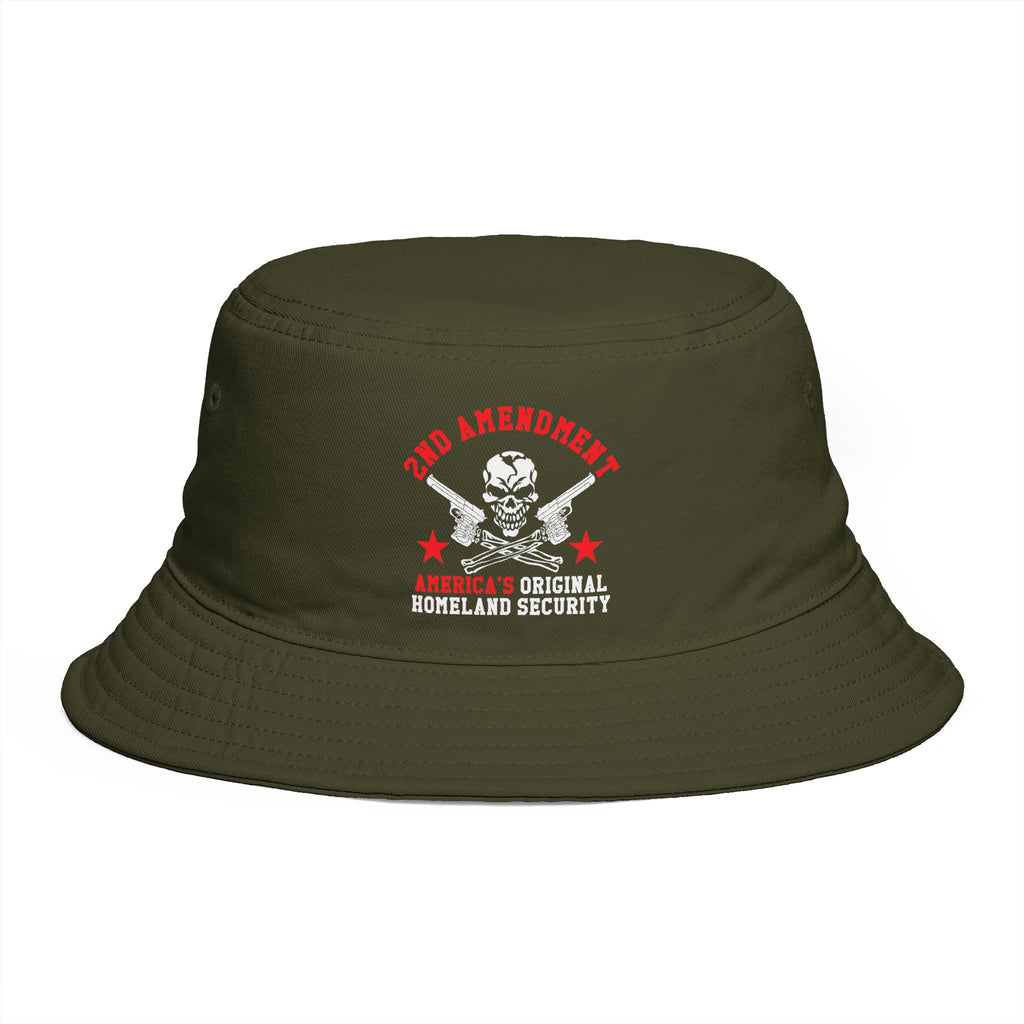 Bucket Hat - Red Liesbovt Homeland Security Skull Logo