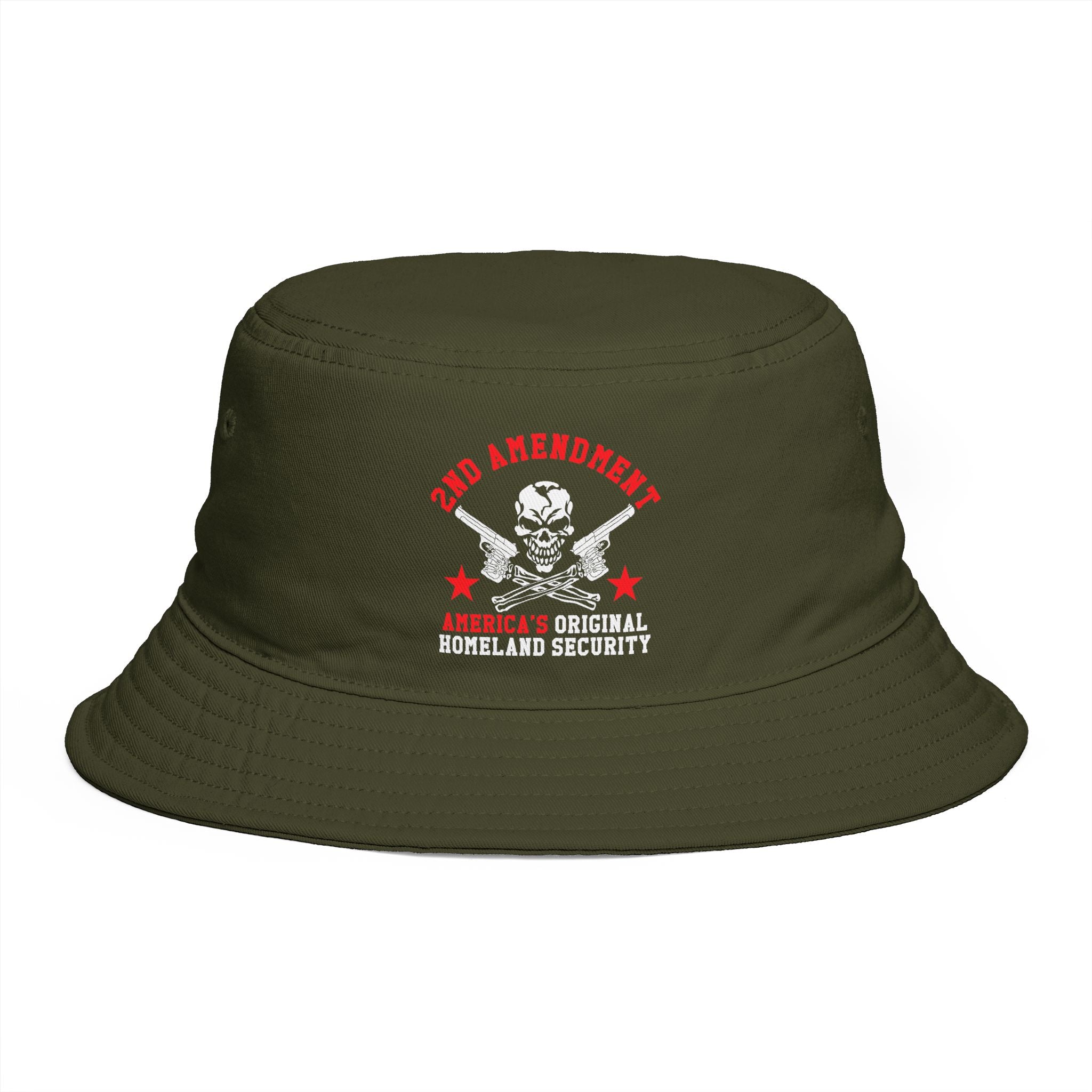Bucket Hat - Red Liesbovt Homeland Security Skull Logo