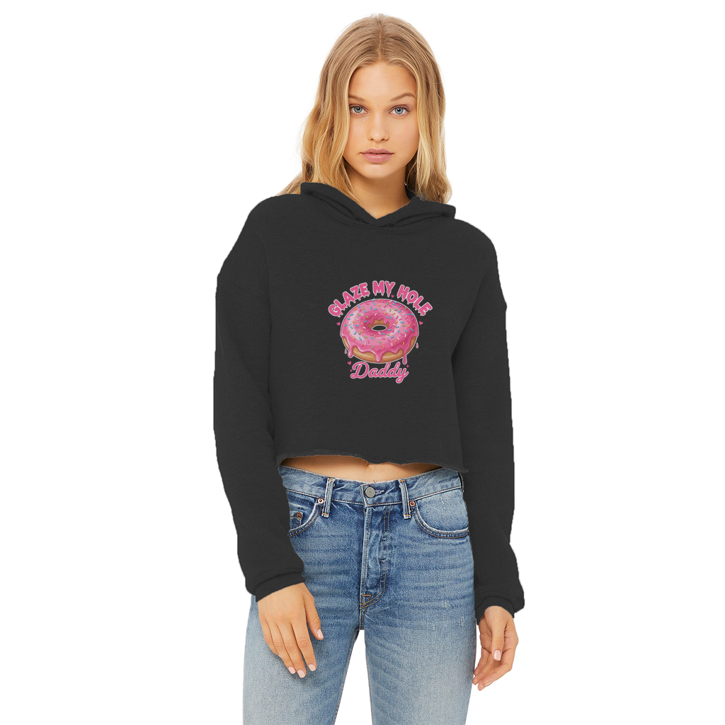 AOC Ladies Cropped Raw Edge Hoodie