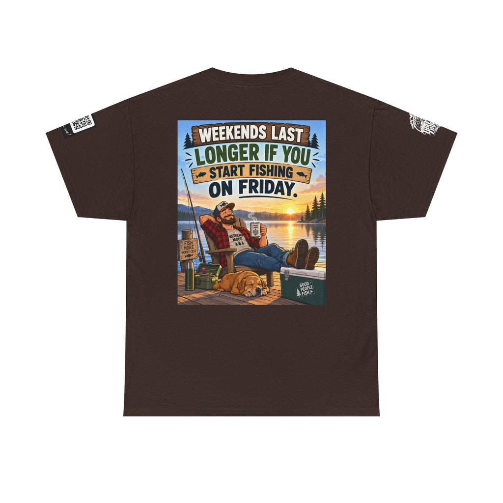 Weekends Last Longer When You Start Fishing Friday Back Graphic Tee