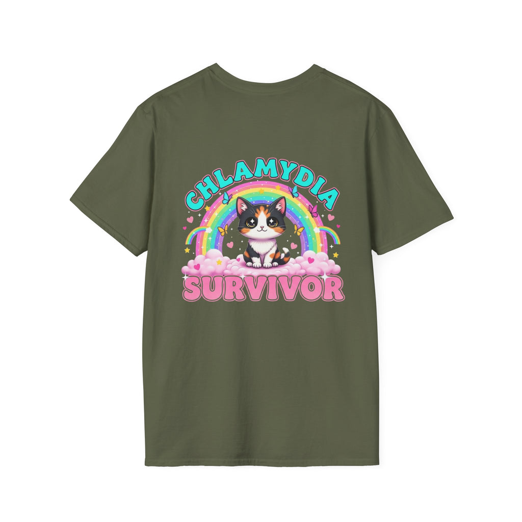 Chlamydia Survivor Cat T-Shirt — Cute Rainbow Calico Tee