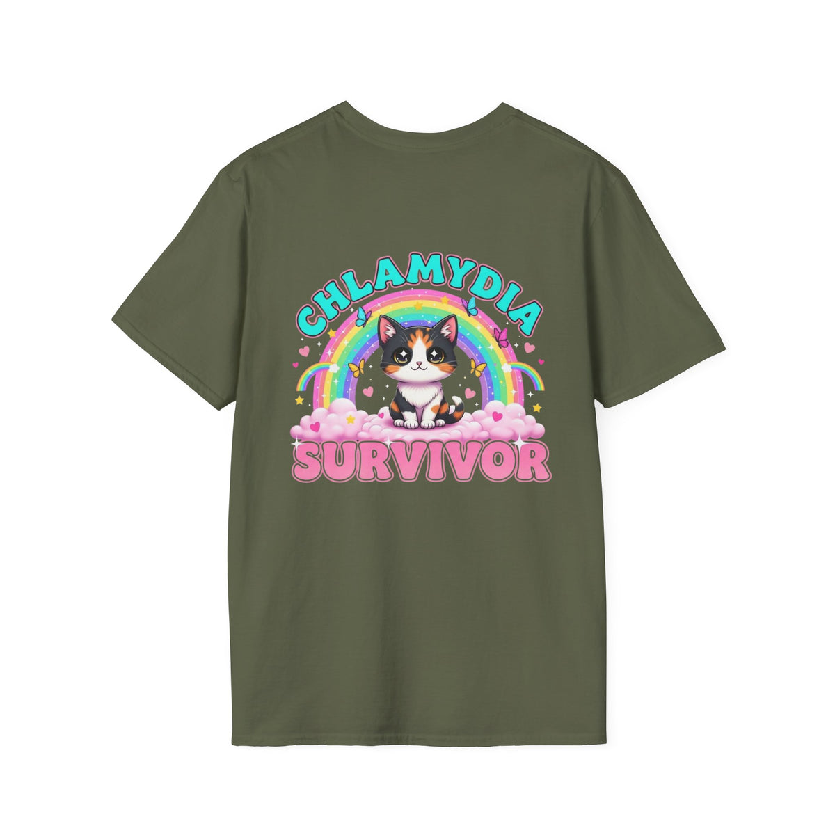 Chlamydia Survivor Cat T-Shirt — Cute Rainbow Calico Tee