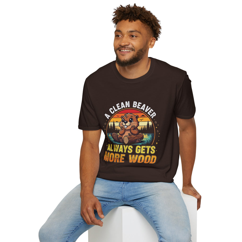 A Clean Beaver T-Shirt — "A Clean Beaver Always Gets More Wood" Retro Graphic Tee