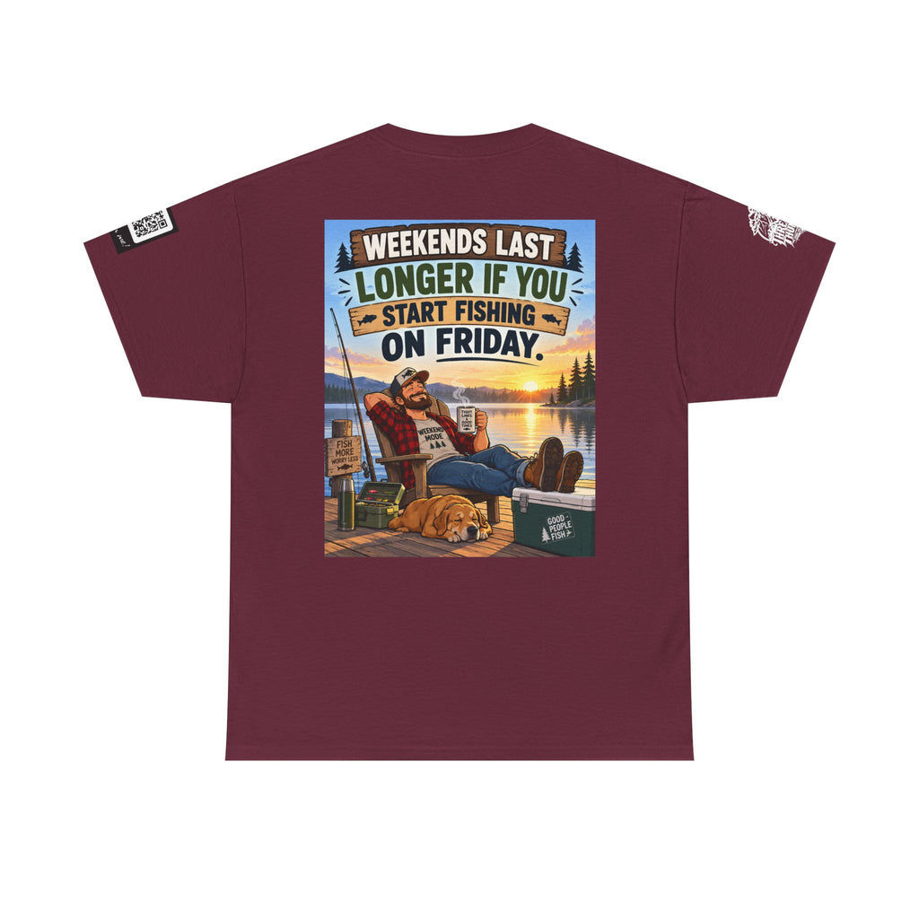Weekends Last Longer When You Start Fishing Friday Back Graphic Tee