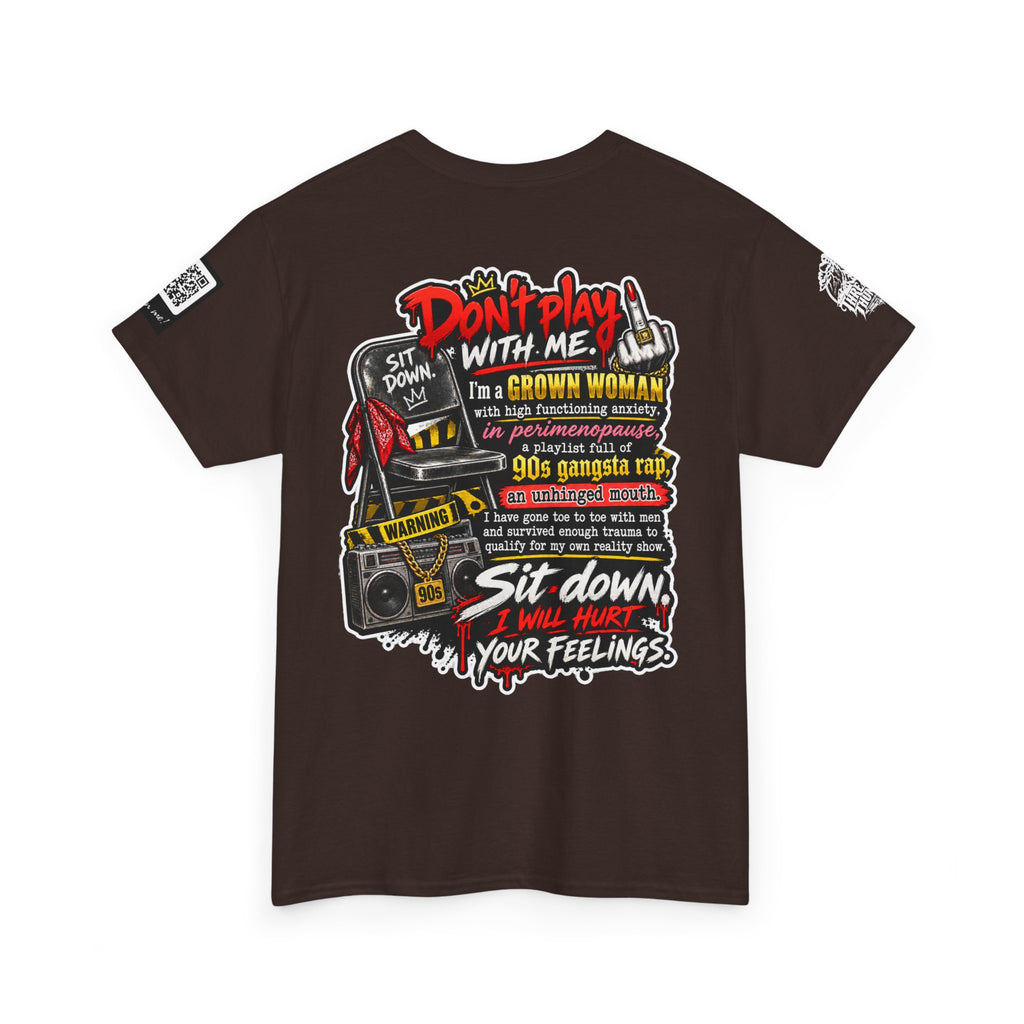 Grown Woman With Anxiety and 90s Gangsta Rap Back Graphic Tee