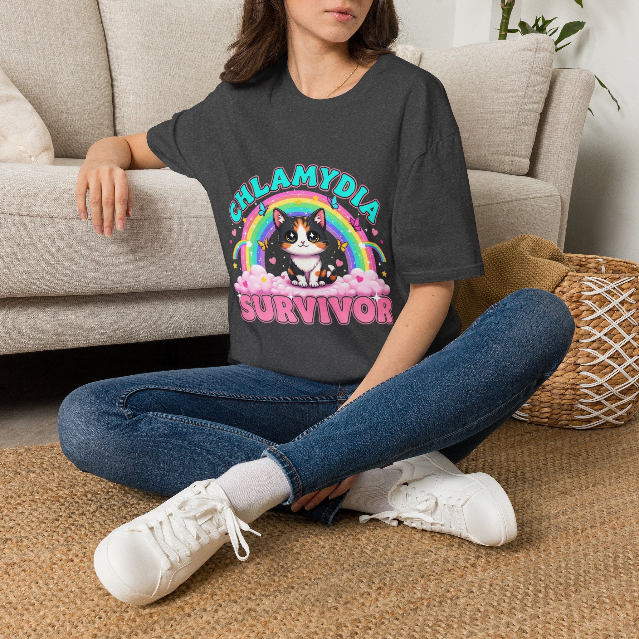 Chlamydia Survivor Cat T-Shirt — Cute Rainbow Calico Tee