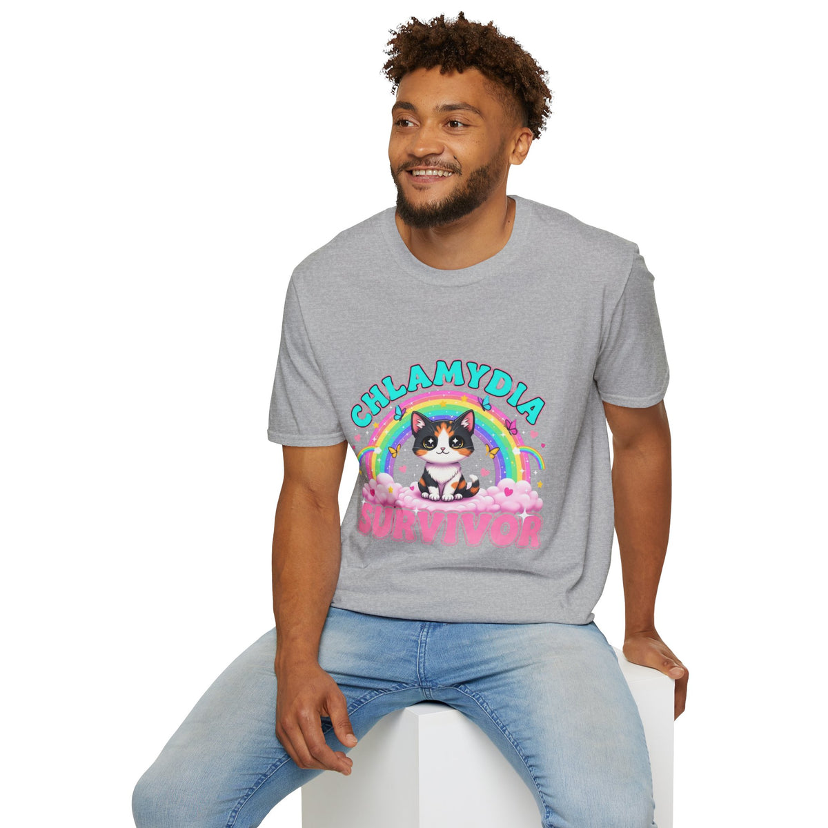 Chlamydia Survivor Cat T-Shirt — Cute Rainbow Calico Tee