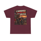 I Survived Too Much Hell T-Shirt – Veteran/Resilient Motorcycle Rider Graphic Tee