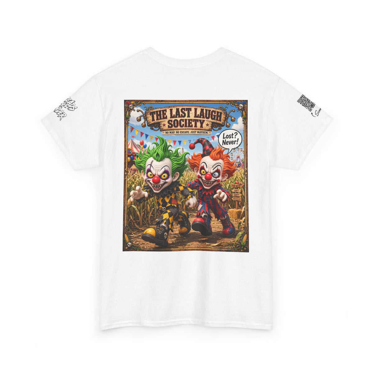 The Last Laugh Society Tee #128 — Carnival Clown Horror Graphic T-Shirt