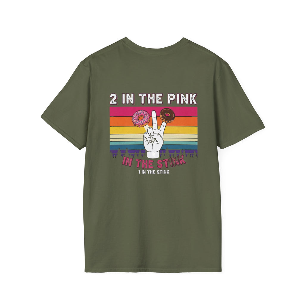 2 In The Pink Donut Peace Sign T‑Shirt — Retro Rainbow Dessert Graphic Tee
