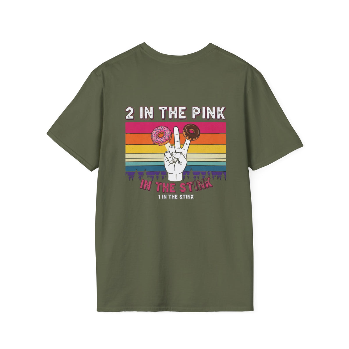 2 In The Pink Donut Peace Sign T‑Shirt — Retro Rainbow Dessert Graphic Tee