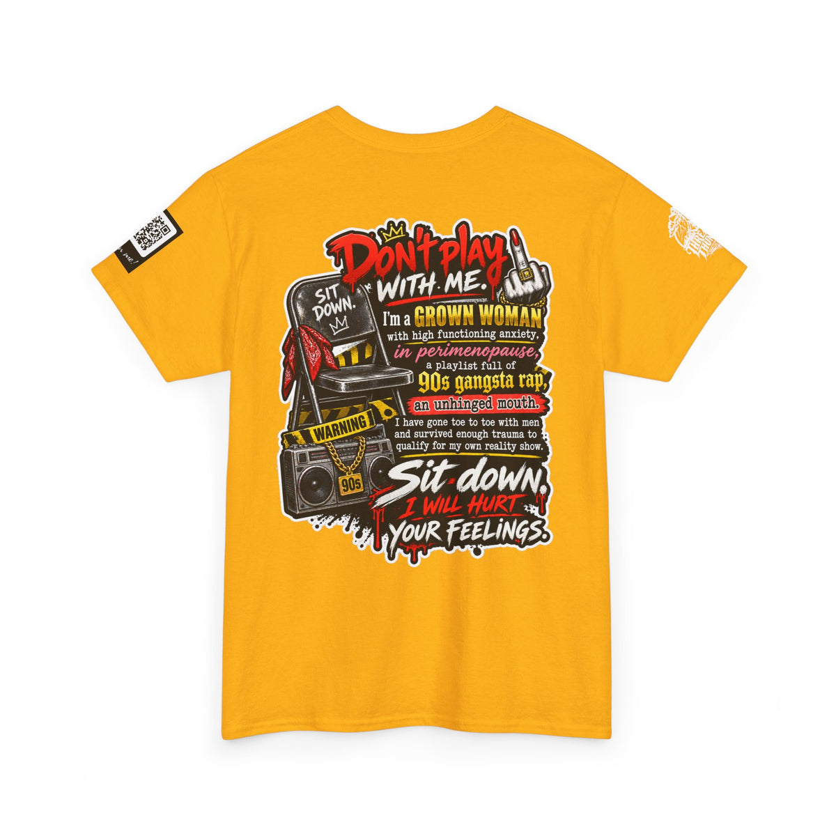 Grown Woman With Anxiety and 90s Gangsta Rap Back Graphic Tee