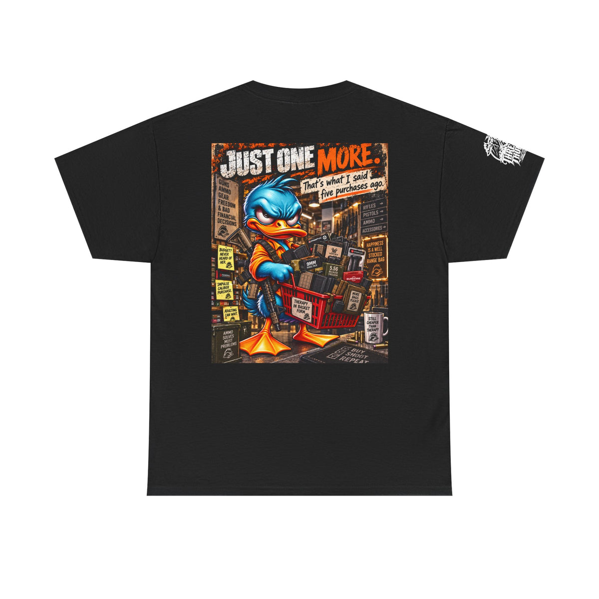 Just One More — Ammo Shopping Humor Back Graphic Tee