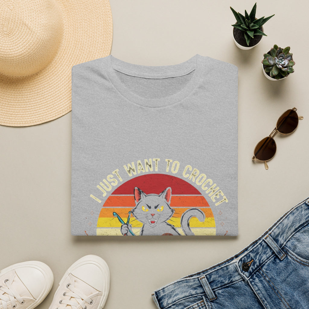 I Just Want to Crochet Black Cat T-Shirt — Funny Crochet Lover Tee