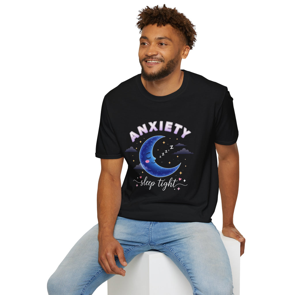 Anxiety Moon T-Shirt — 'Sleep Tight' Cute Moon & Stars Relaxation Tee
