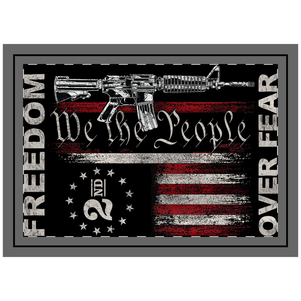 2nd Amendment We The People Flag Throw Pillow — Freedom Over Fear Patriotic Gun Rights Decor