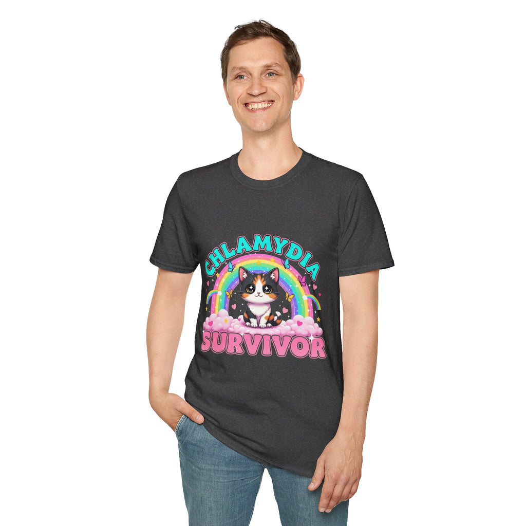 Chlamydia Survivor Cat T-Shirt — Cute Rainbow Calico Tee