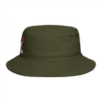 Bucket Hat - Red Liesbovt Homeland Security Skull Logo