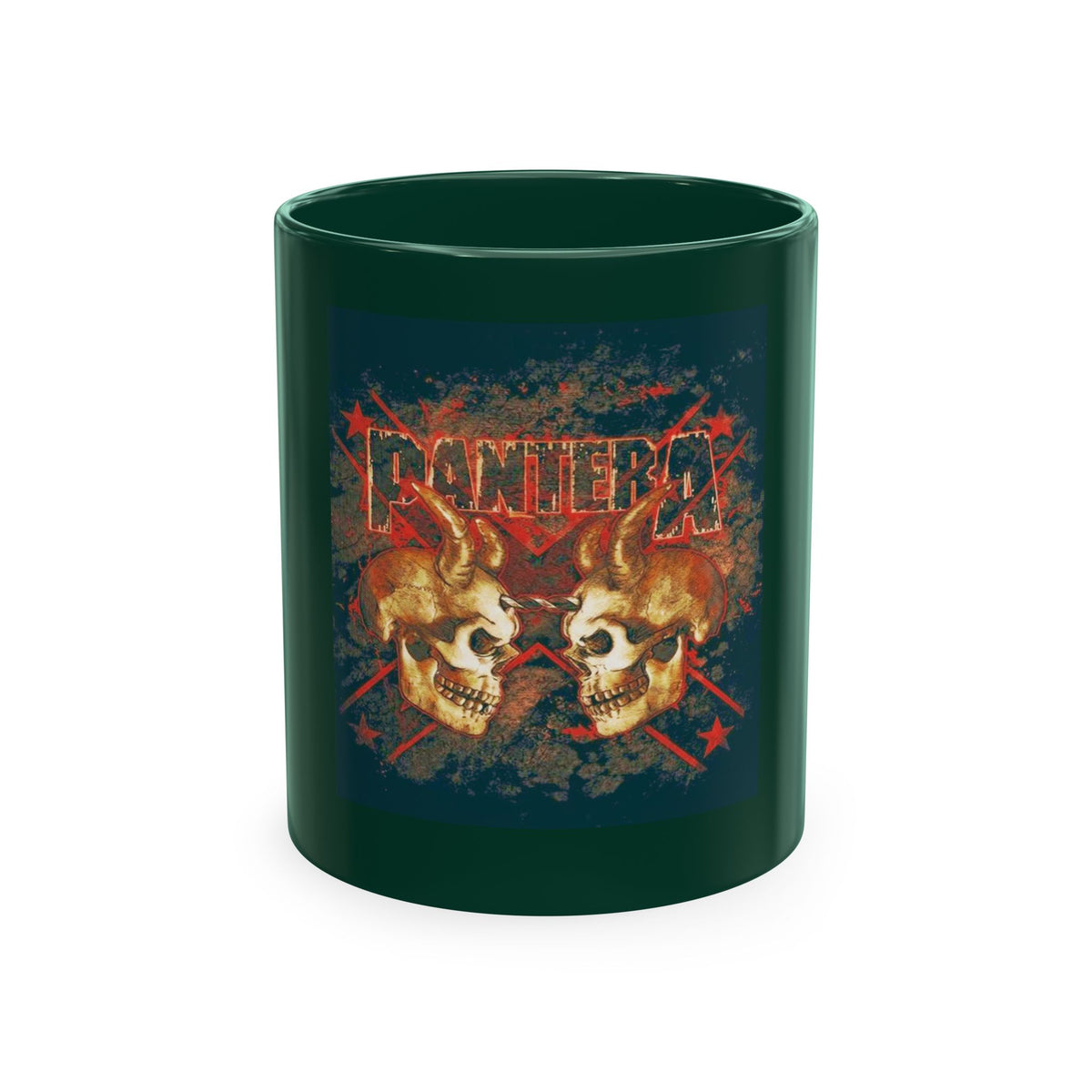 Skull Clash Ceramic Mug — Vintage Rock Tattoo Coffee Cup