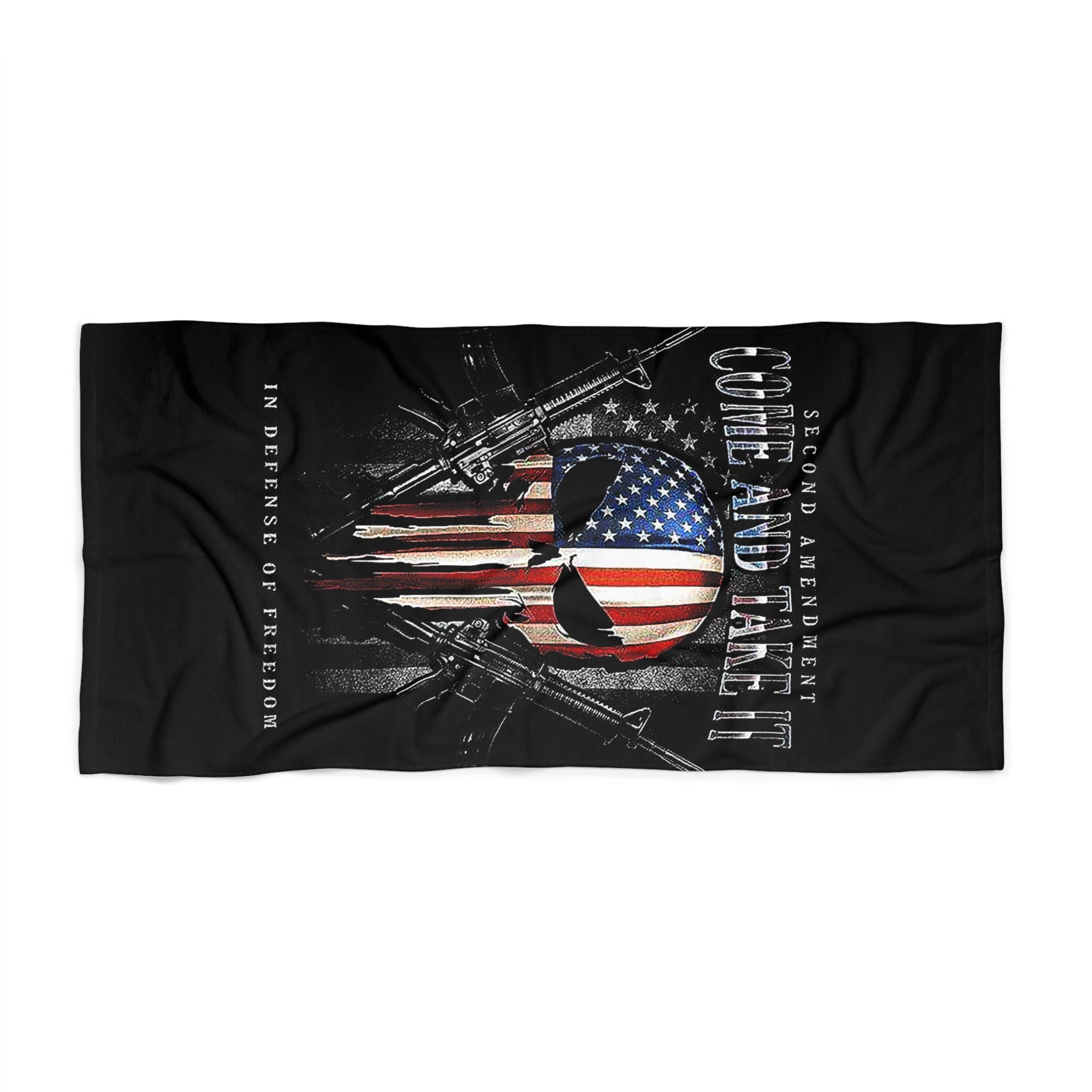 Patriotic Punisher Skull Beach Towel – "Come and Take It" 2nd Amendment Design