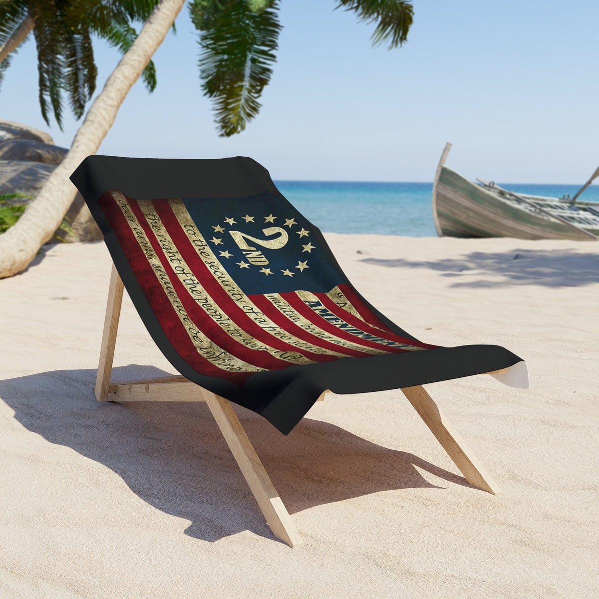 2nd Amendment American Flag Beach Towel — Patriotic Constitution Quote