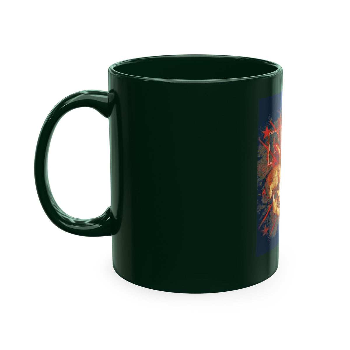 Skull Clash Ceramic Mug — Vintage Rock Tattoo Coffee Cup