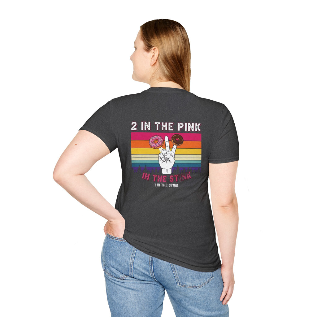 2 In The Pink Donut Peace Sign T‑Shirt — Retro Rainbow Dessert Graphic Tee