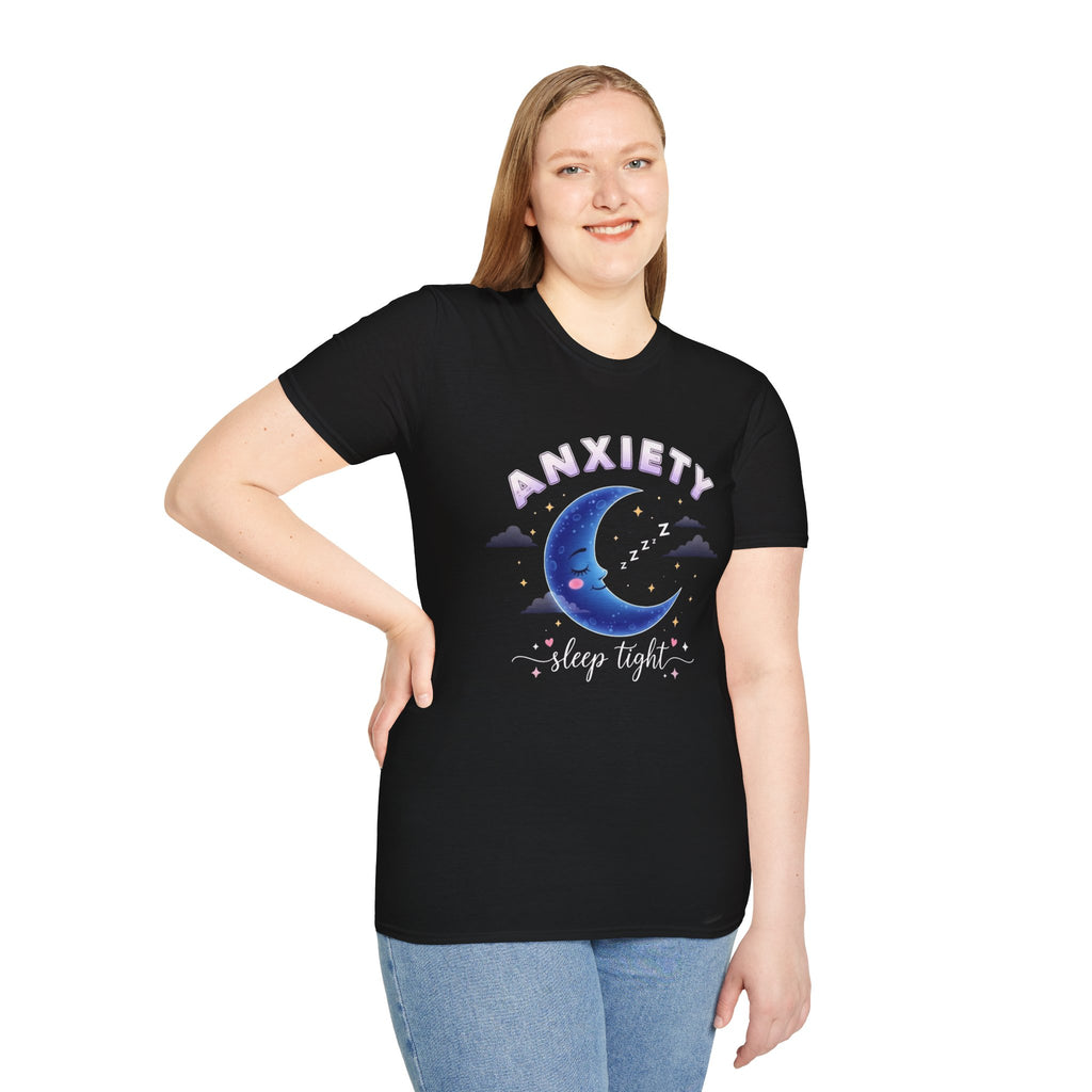 Anxiety Moon T-Shirt — 'Sleep Tight' Cute Moon & Stars Relaxation Tee
