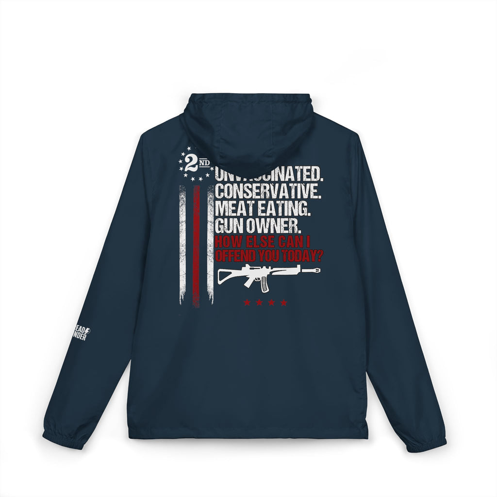 Windbreaker Jacket — '2nd Amendment: Unvaccinated Conservative' Patriotic Rifle Design