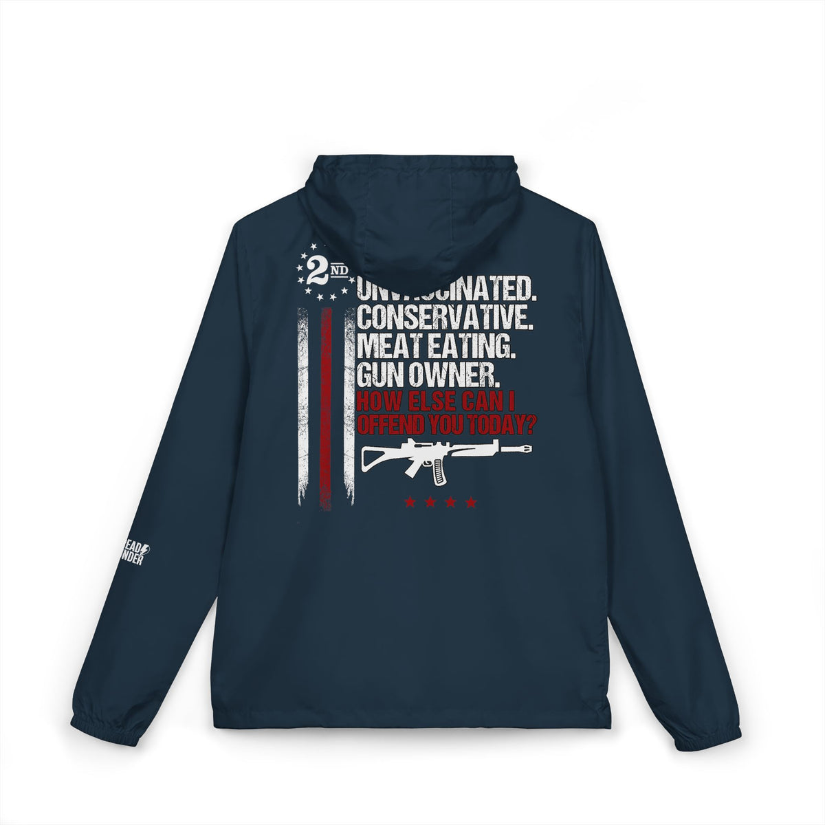 Windbreaker Jacket — '2nd Amendment: Unvaccinated Conservative' Patriotic Rifle Design