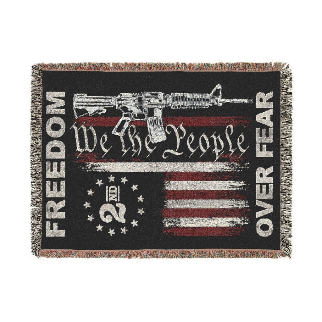 Freedom Over Fear Woven Blanket — "We The People" 2A Flag Throw