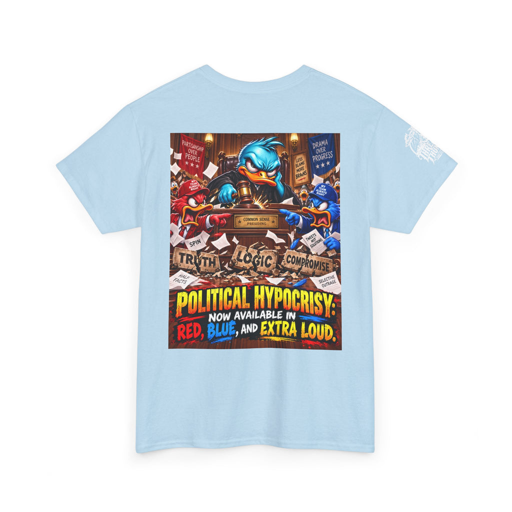 Political Hypocrisy — Red, Blue, and Extra Loud Back Graphic Tee