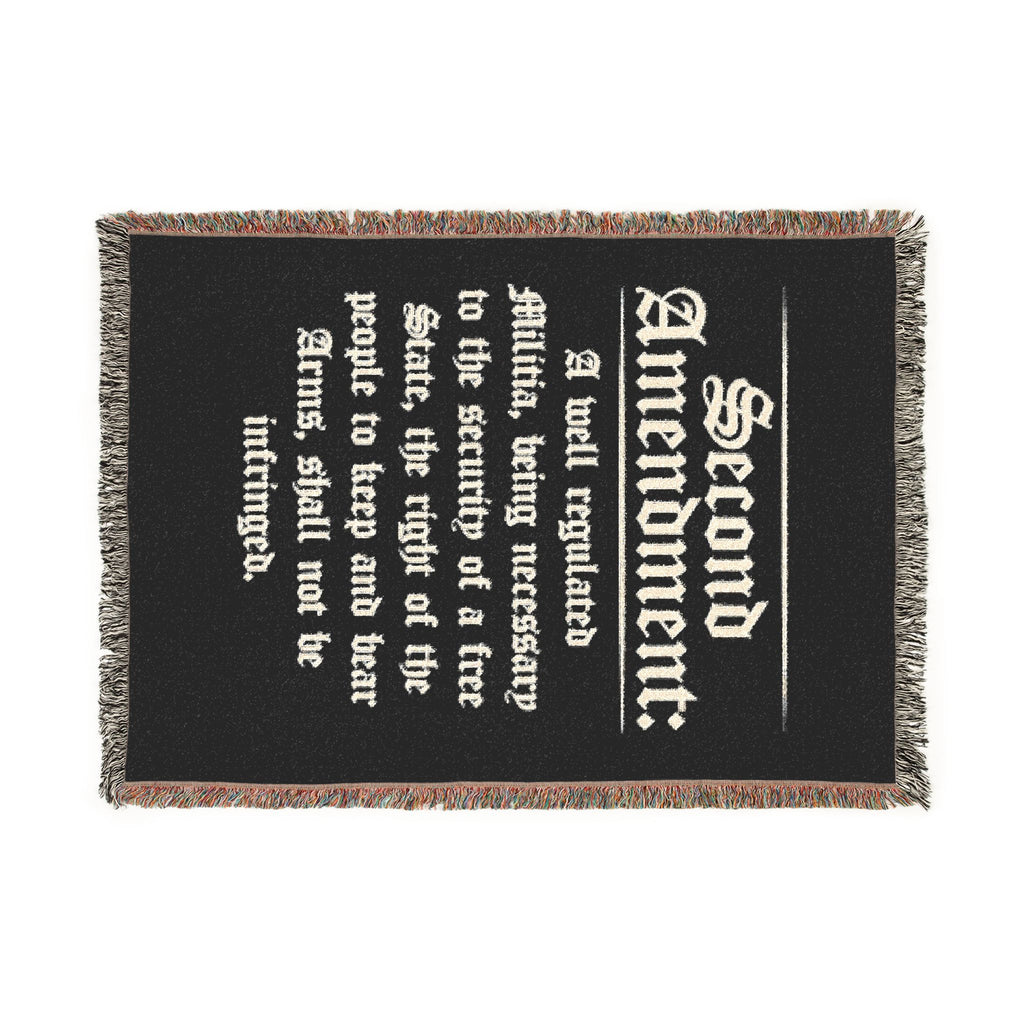 Second Amendment Woven Blanket — Rustic Constitution Quote Throw