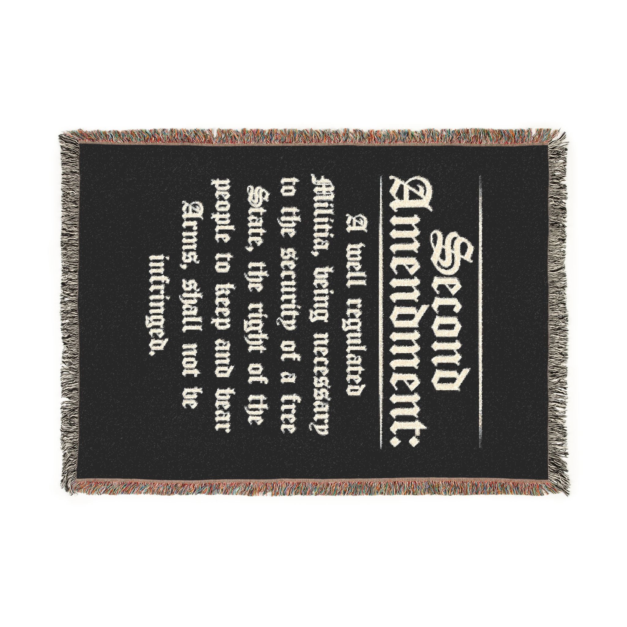 Second Amendment Woven Blanket — Rustic Constitution Quote Throw