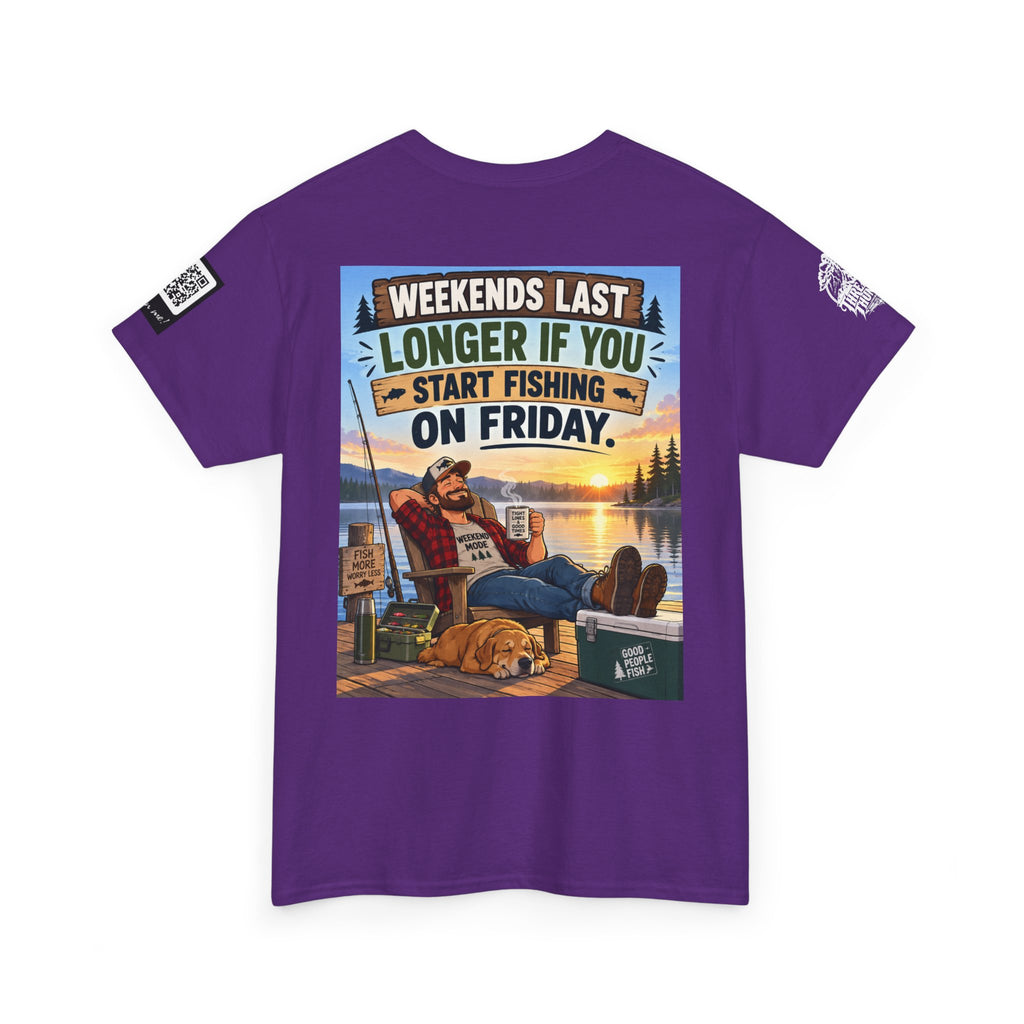 Weekends Last Longer When You Start Fishing Friday Back Graphic Tee